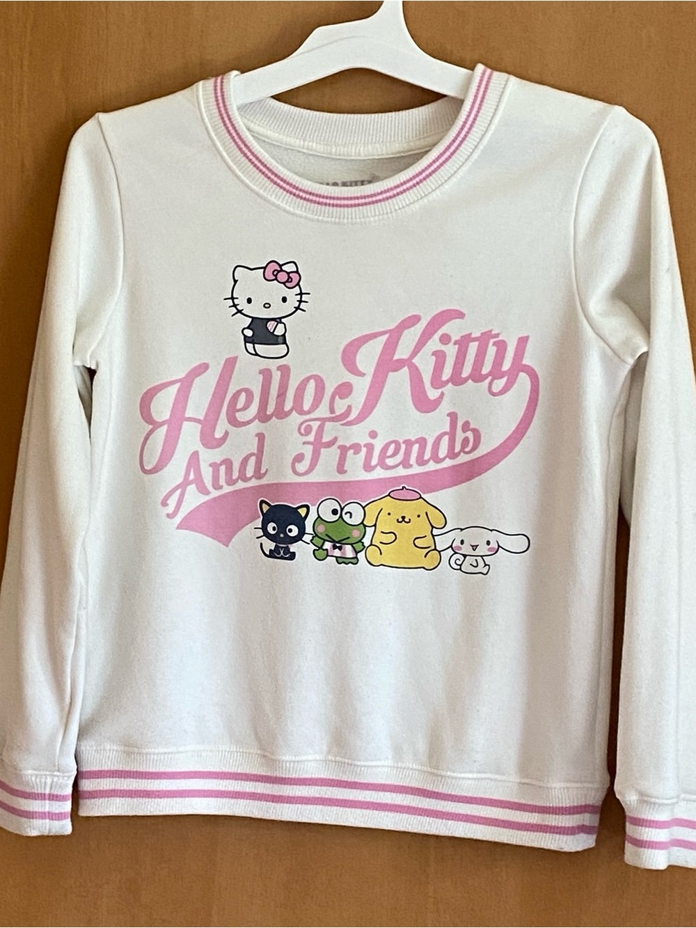 Hello Kitty White Long-Sleeve Top with Pink Script & Character Print